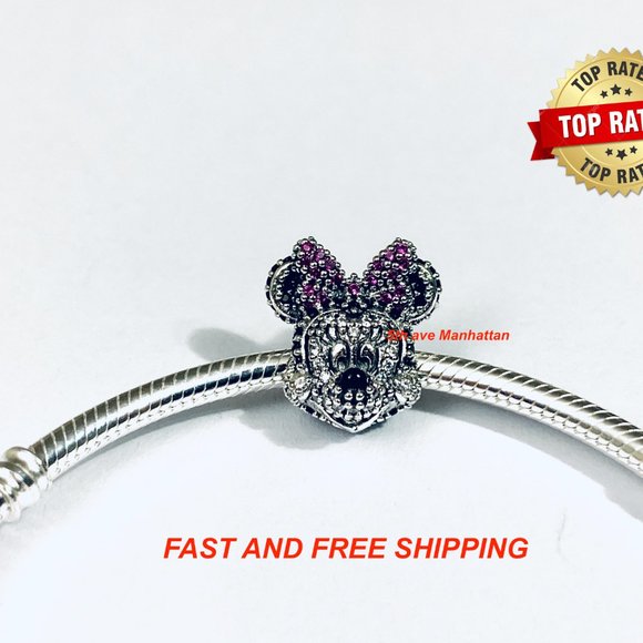 NEW Pandora Charm  Disney Minnie Mouse Pave Head - Picture 2 of 5